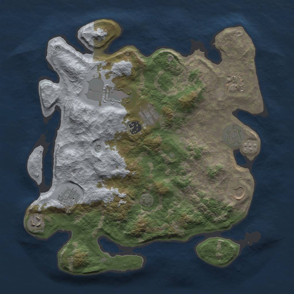 Rust Map: Barren, Size: 3500, Seed: 267199276, 12 Monuments