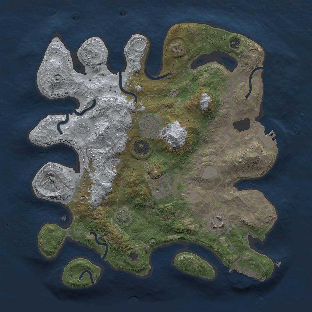 Rust Map: Procedural Map, Size: 3000, Seed: 6481, 10 Monuments