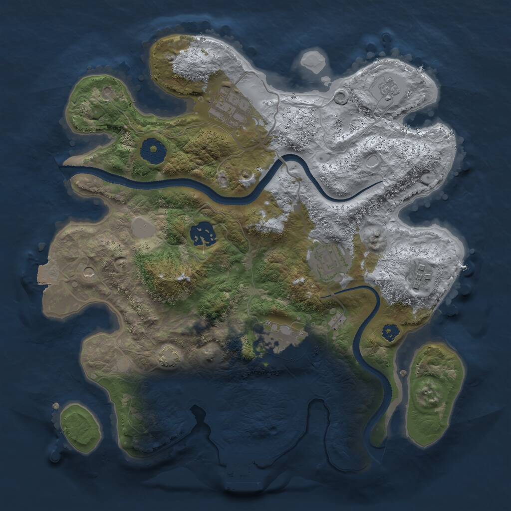Rust Map: Procedural Map, Size: 3000, Seed: 28266, 10 Monuments