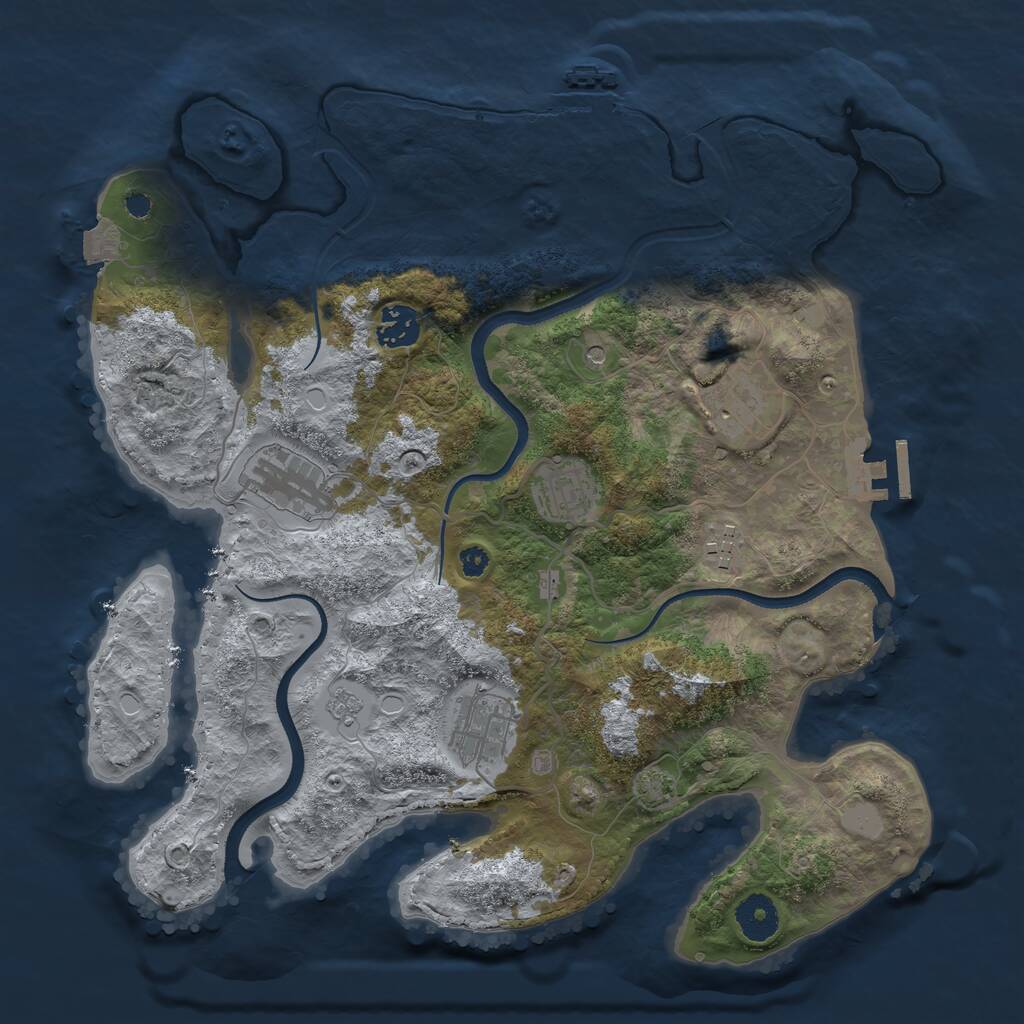 Rust Map: Procedural Map, Size: 3500, Seed: 9111, 12 Monuments