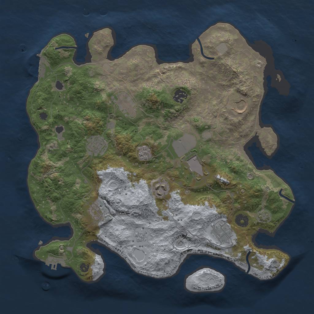 Rust Map: Procedural Map, Size: 3500, Seed: 280124232, 16 Monuments