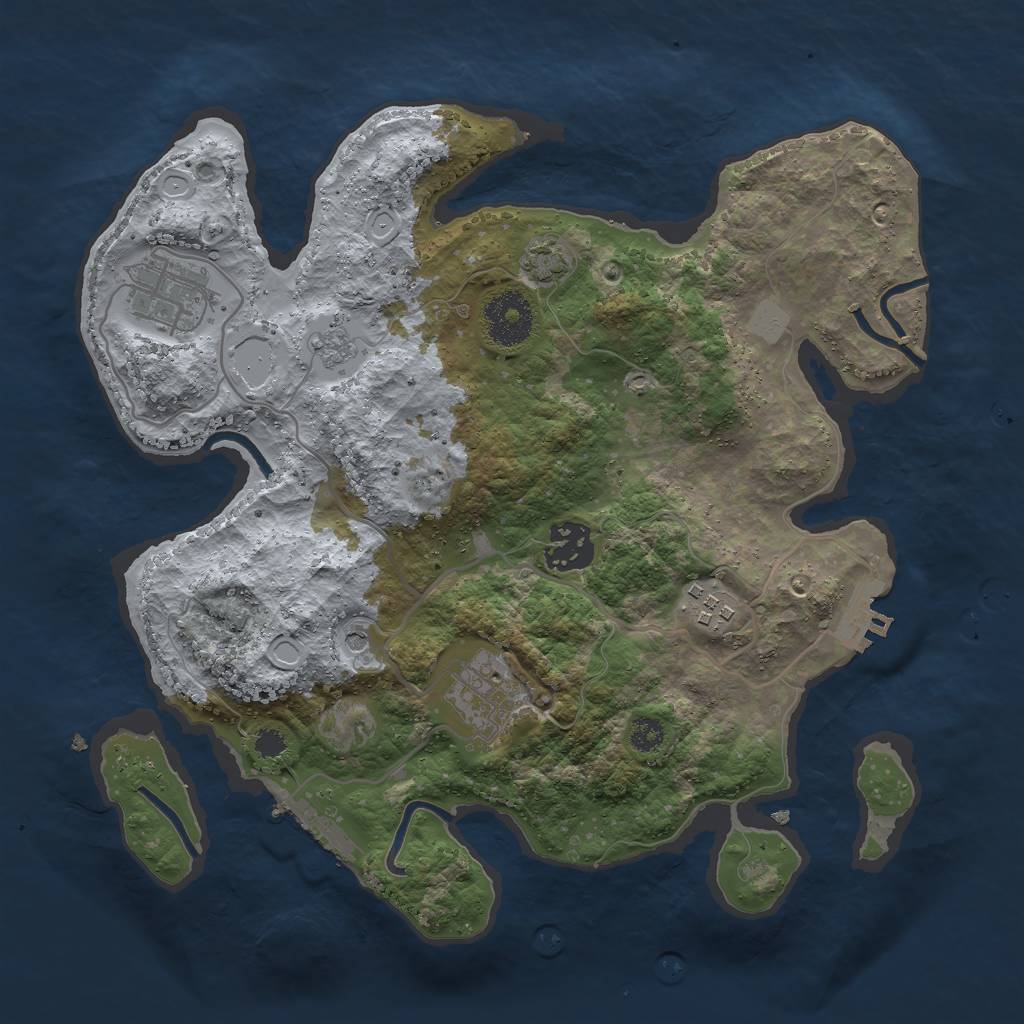 Rust Map: Procedural Map, Size: 3000, Seed: 894357029, 11 Monuments
