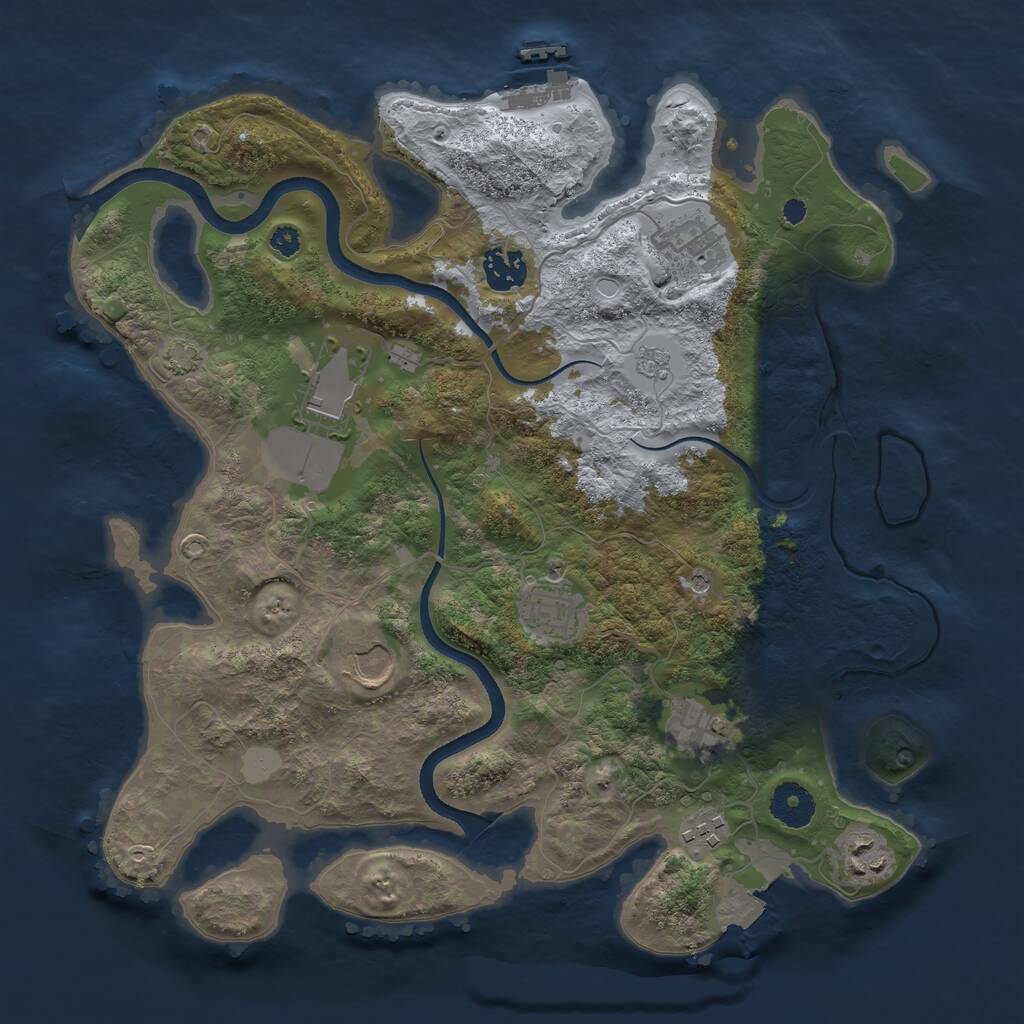 Rust Map: Procedural Map, Size: 3500, Seed: 1737371955, 13 Monuments