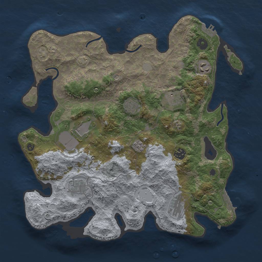 Rust Map: Procedural Map, Size: 3500, Seed: 627491447, 15 Monuments