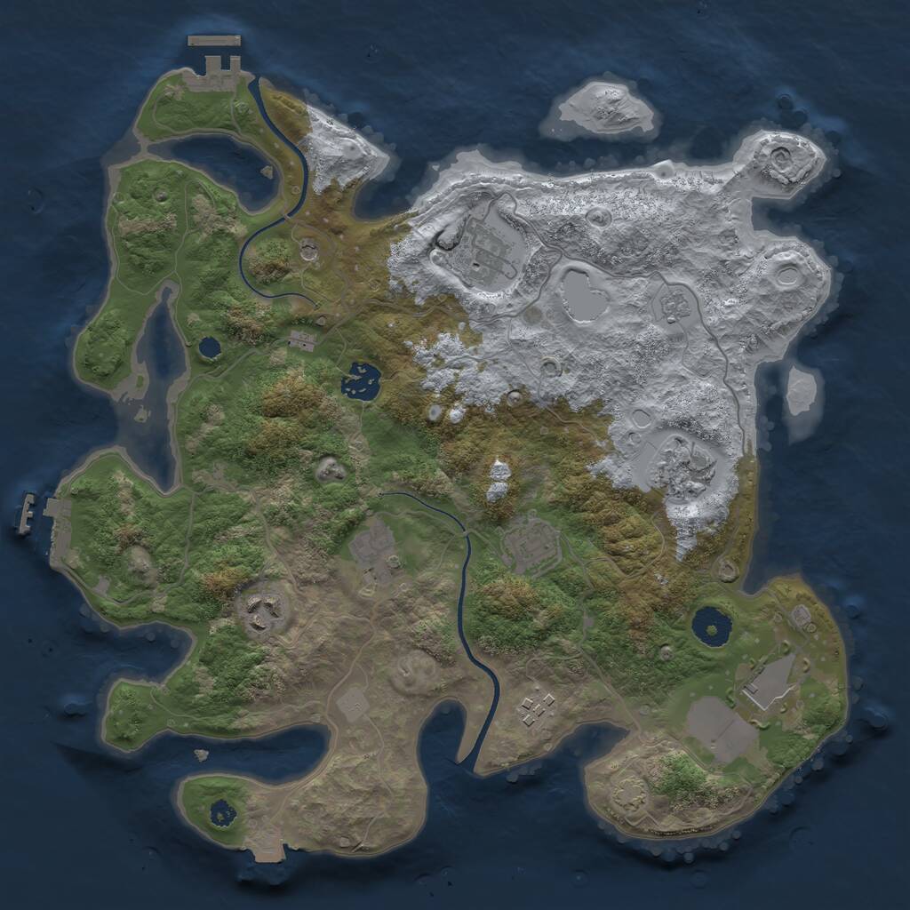 Rust Map: Procedural Map, Size: 3500, Seed: 672406561, 14 Monuments