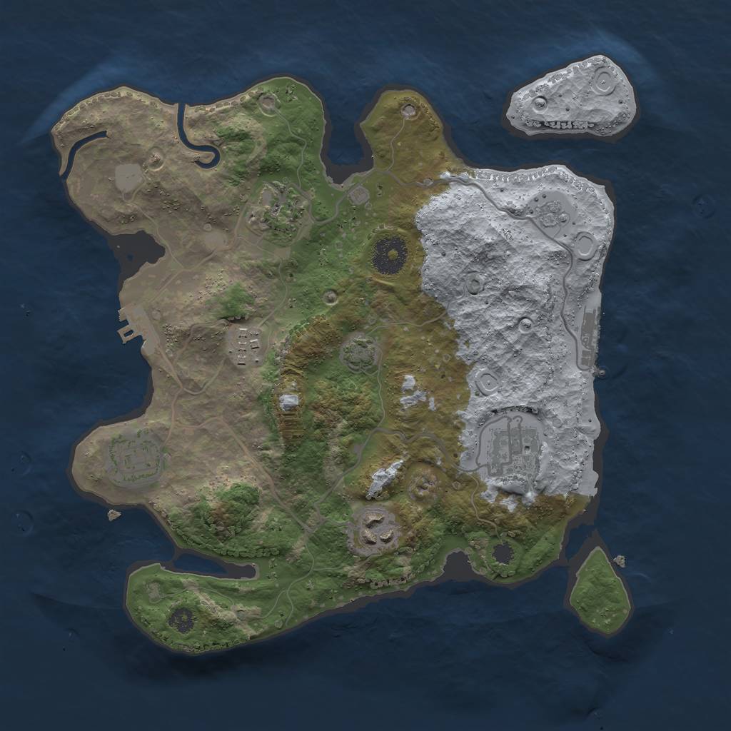 Rust Map: Procedural Map, Size: 3000, Seed: 45128, 11 Monuments