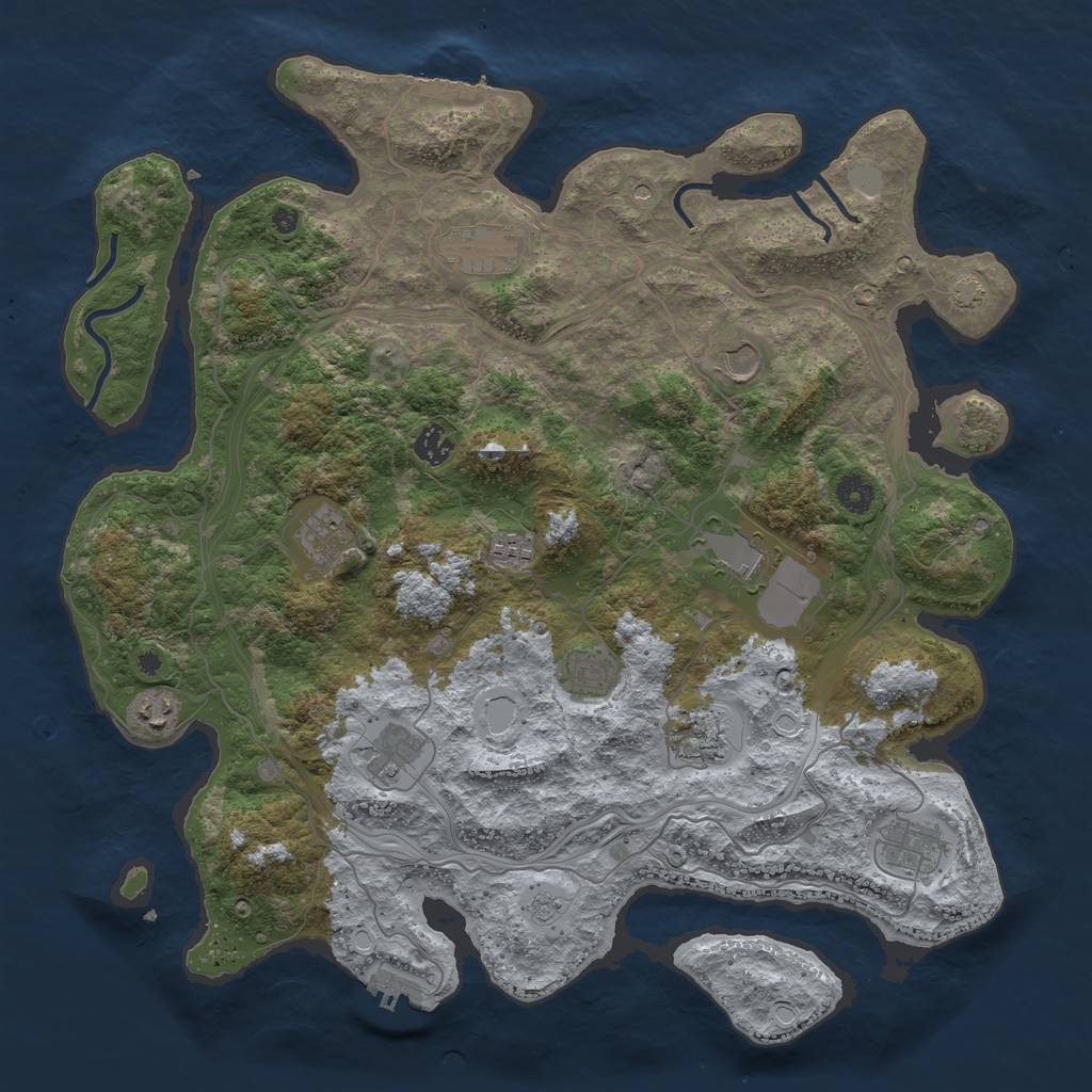 Rust Map: Procedural Map, Size: 4250, Seed: 1342758356, 18 Monuments