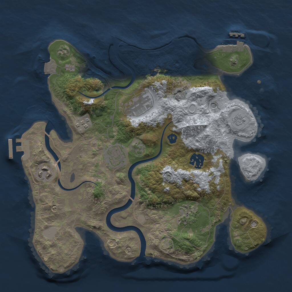 Rust Map: Procedural Map, Size: 3000, Seed: 280635960, 12 Monuments