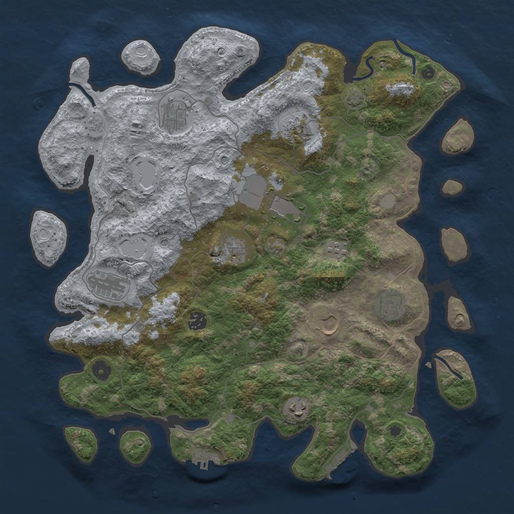 Rust Map: Procedural Map, Size: 4050, Seed: 1941511513, 17 Monuments