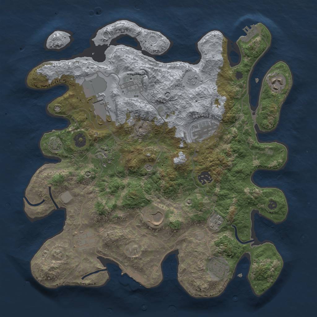 Rust Map: Procedural Map, Size: 3500, Seed: 1751081126, 17 Monuments