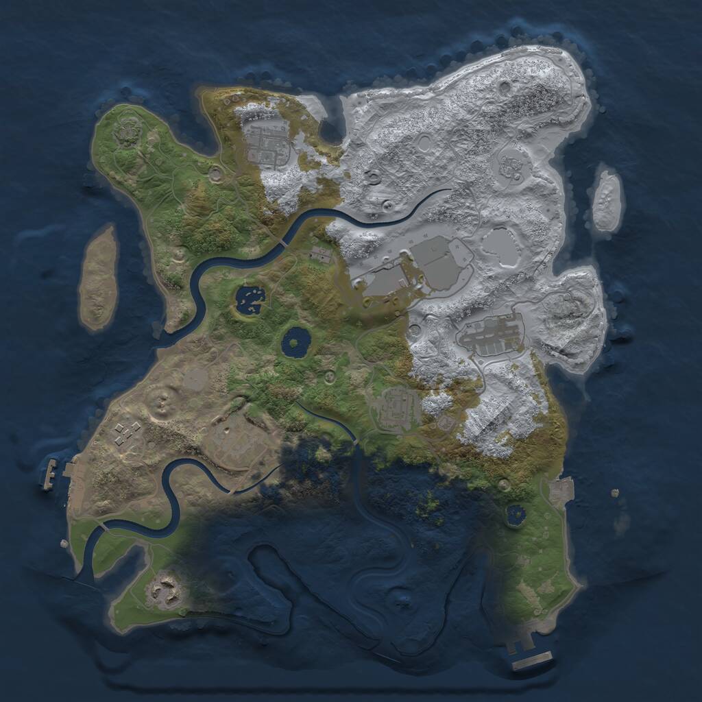 Rust Map: Procedural Map, Size: 3500, Seed: 1609923411, 14 Monuments