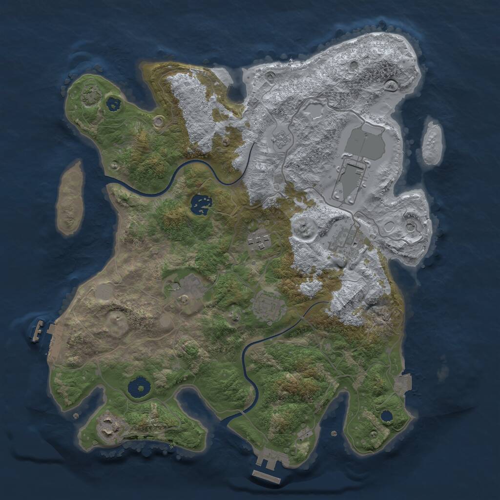 Rust Map: Procedural Map, Size: 3500, Seed: 1609923411, 13 Monuments