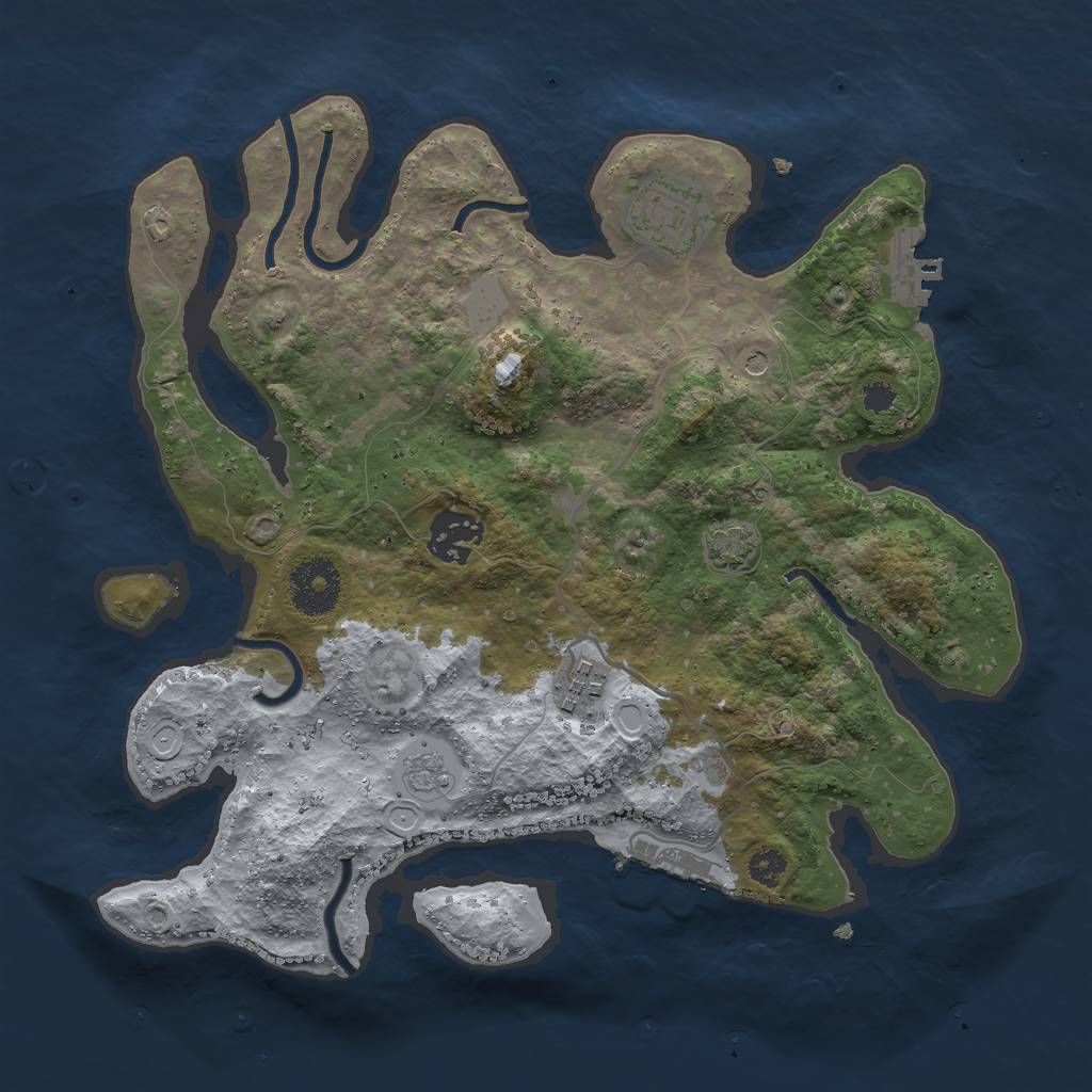 Rust Map: Procedural Map, Size: 3000, Seed: 2121065240, 10 Monuments