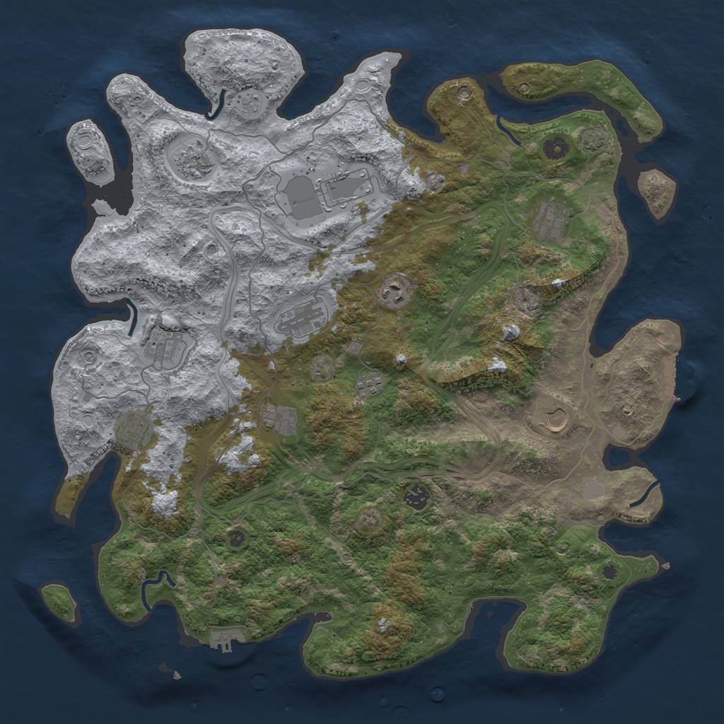 Rust Map: Procedural Map, Size: 4500, Seed: 69247, 18 Monuments