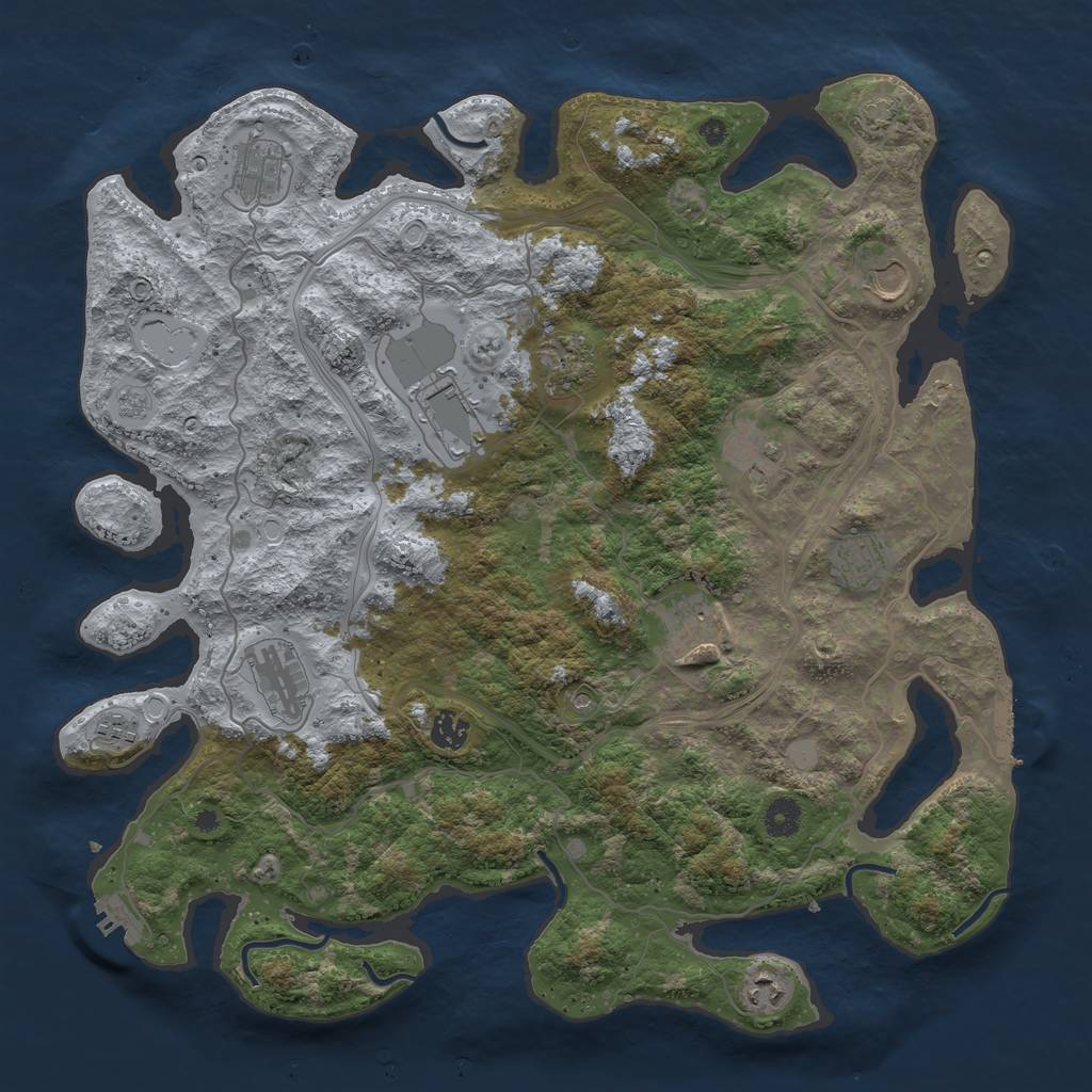 Rust Map: Procedural Map, Size: 4250, Seed: 497655628, 18 Monuments