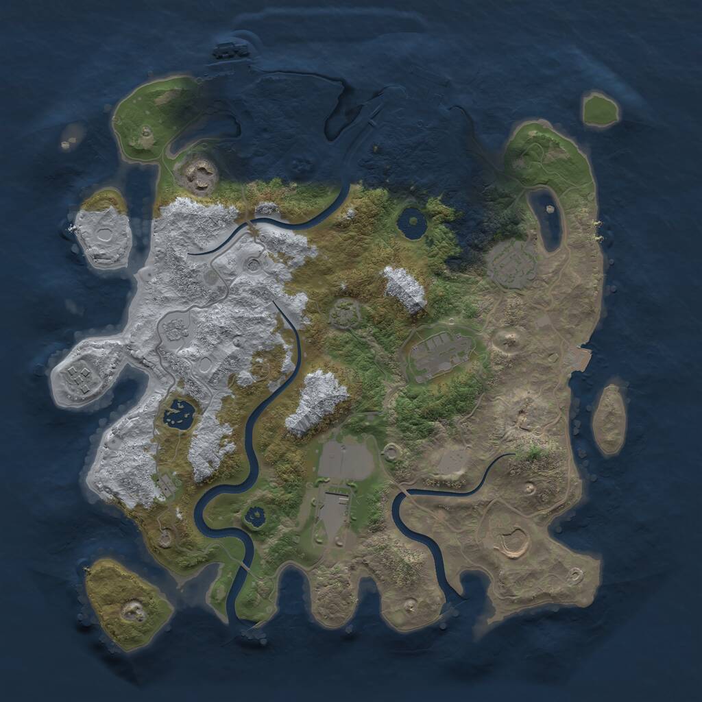 Rust Map: Procedural Map, Size: 3500, Seed: 394638169, 13 Monuments