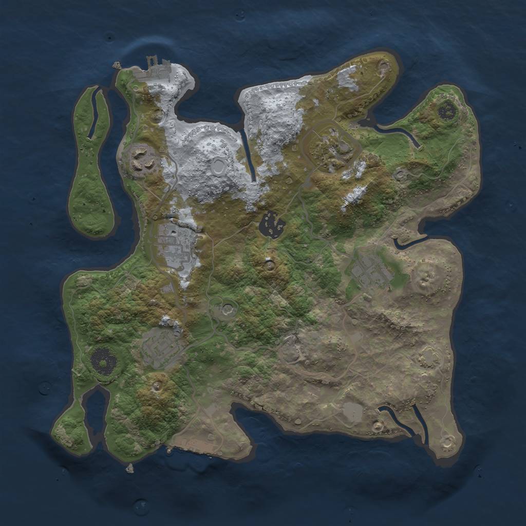 Rust Map: Procedural Map, Size: 3000, Seed: 342343, 12 Monuments
