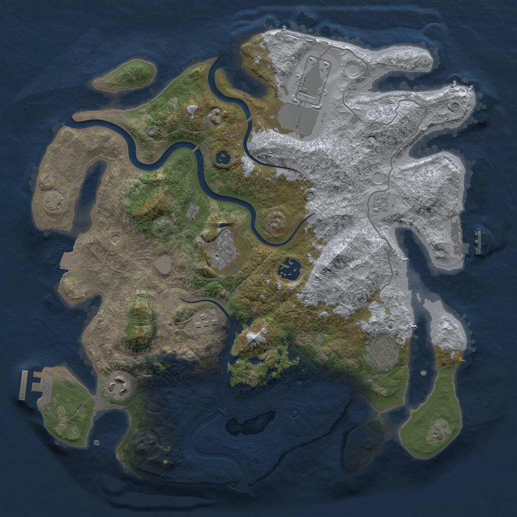 Rust Map: Procedural Map, Size: 3500, Seed: 23548965, 12 Monuments