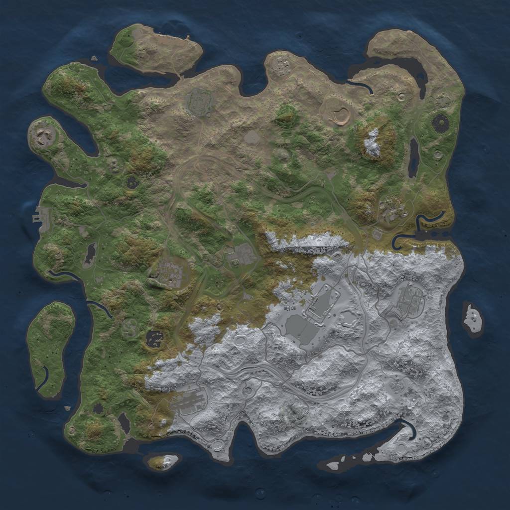 Rust Map: Procedural Map, Size: 4250, Seed: 1167014227, 18 Monuments