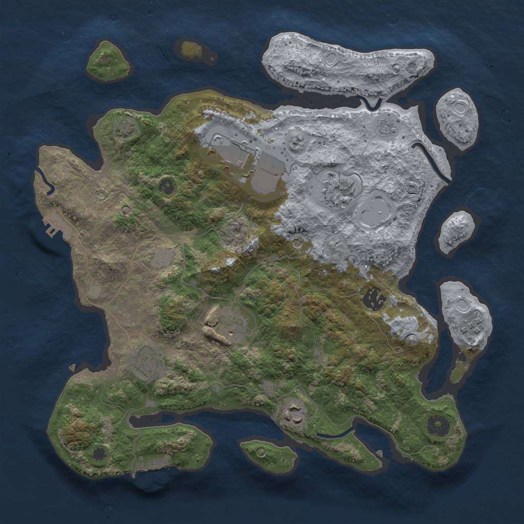 Rust Map: Procedural Map, Size: 3500, Seed: 1924676608, 14 Monuments