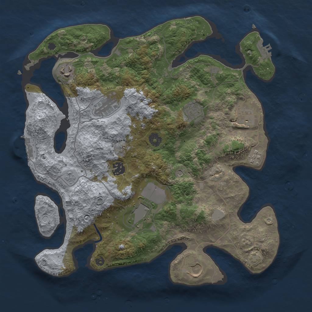 Rust Map: Procedural Map, Size: 3500, Seed: 1607570084, 15 Monuments