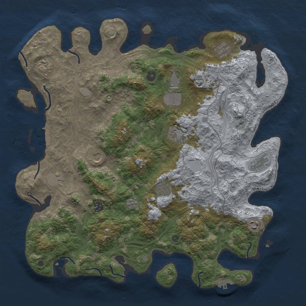 Rust Map: Procedural Map, Size: 4500, Seed: 951494294, 18 Monuments