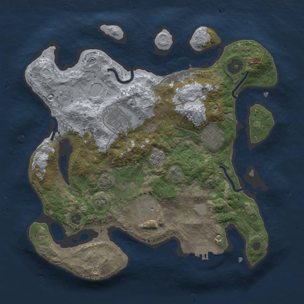 Rust Map: Procedural Map, Size: 3000, Seed: 1217376251, 10 Monuments