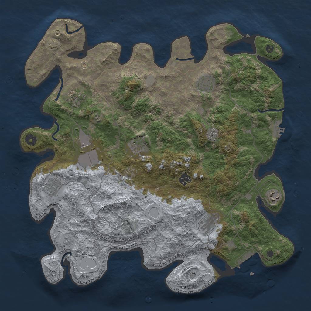 Rust Map: Procedural Map, Size: 4000, Seed: 406, 16 Monuments