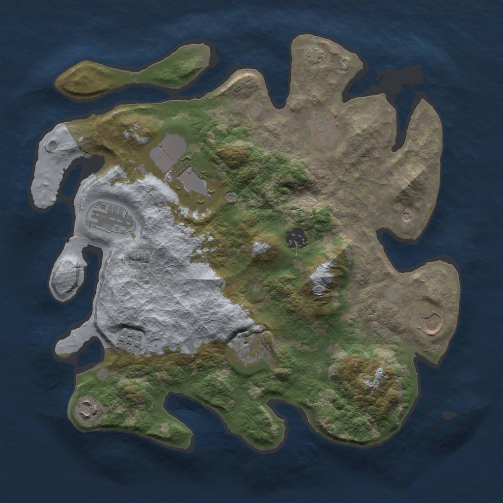 Rust Map: Barren, Size: 3500, Seed: 573142694, 11 Monuments