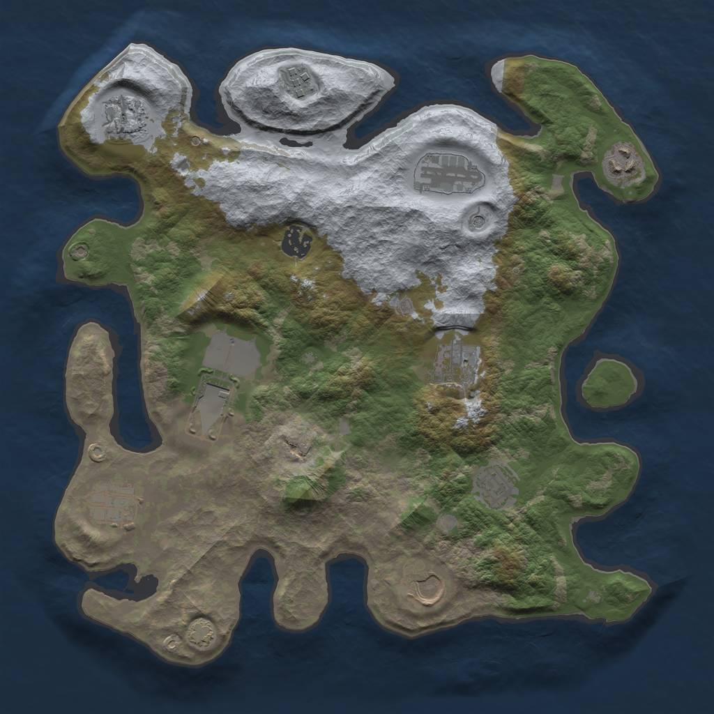 Rust Map: Barren, Size: 3500, Seed: 752739378, 13 Monuments