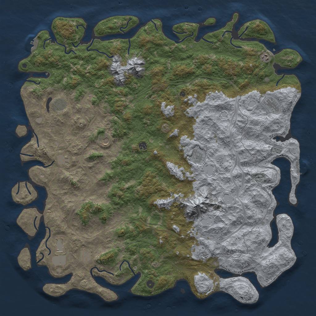Rust Map: Procedural Map, Size: 6000, Seed: 936283555, 18 Monuments