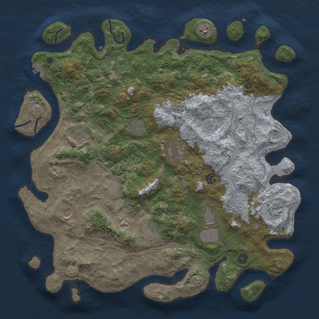 Rust Map: Procedural Map, Size: 4500, Seed: 1170450217, 18 Monuments