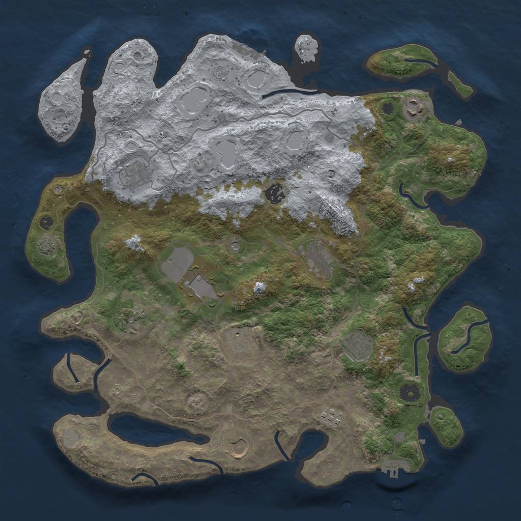 Rust Map: Procedural Map, Size: 4000, Seed: 2343456, 17 Monuments