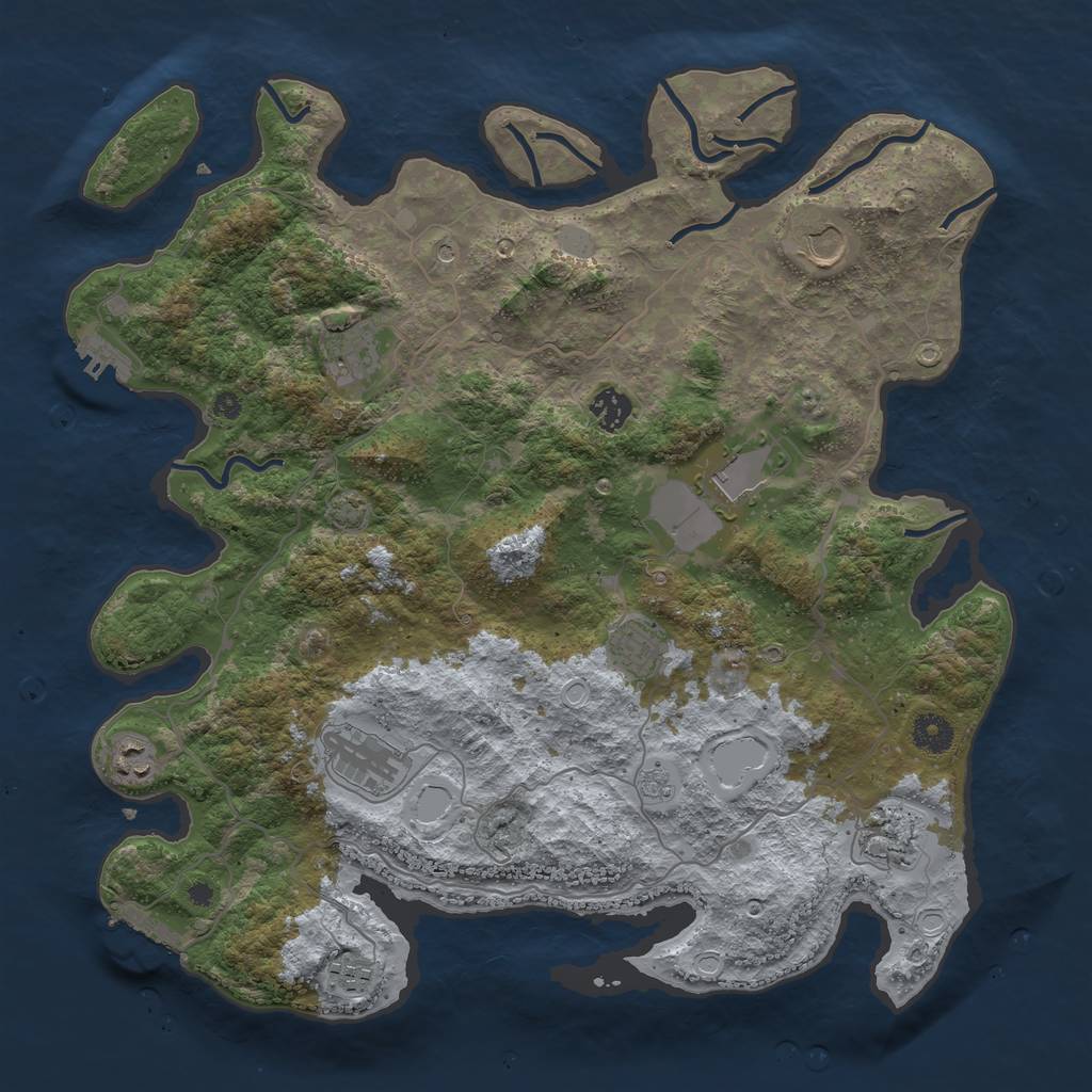 Rust Map: Procedural Map, Size: 4000, Seed: 94598557, 16 Monuments