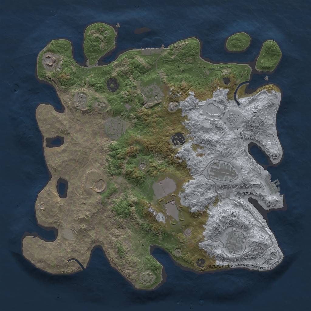 Rust Map: Procedural Map, Size: 3500, Seed: 514034, 16 Monuments