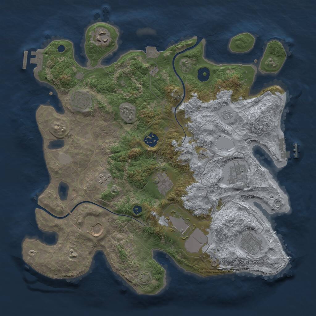 Rust Map: Procedural Map, Size: 3500, Seed: 514034, 15 Monuments