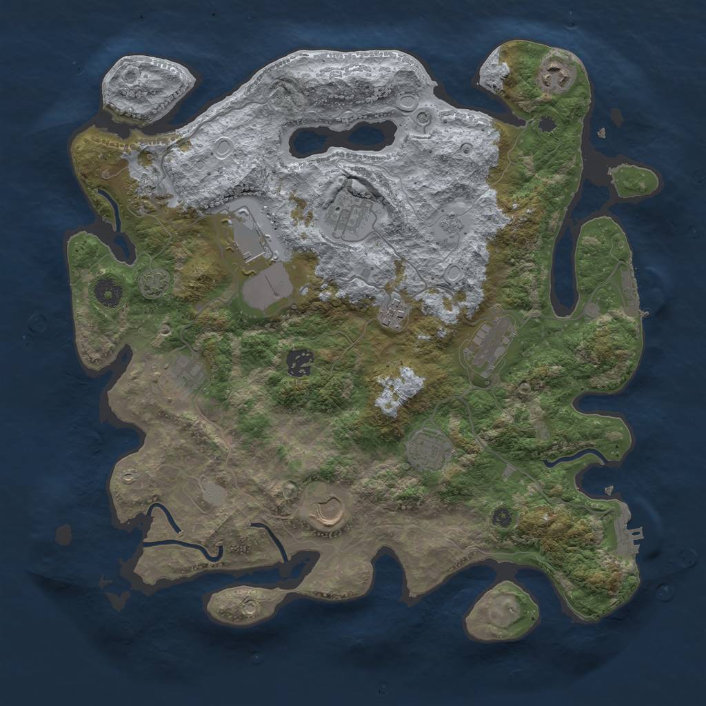 Rust Map: Procedural Map, Size: 3700, Seed: 1277348640, 17 Monuments