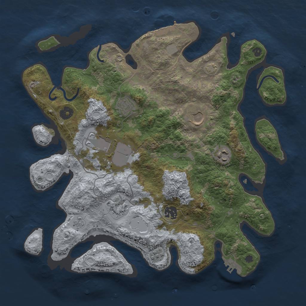 Rust Map: Procedural Map, Size: 3500, Seed: 2300345, 13 Monuments