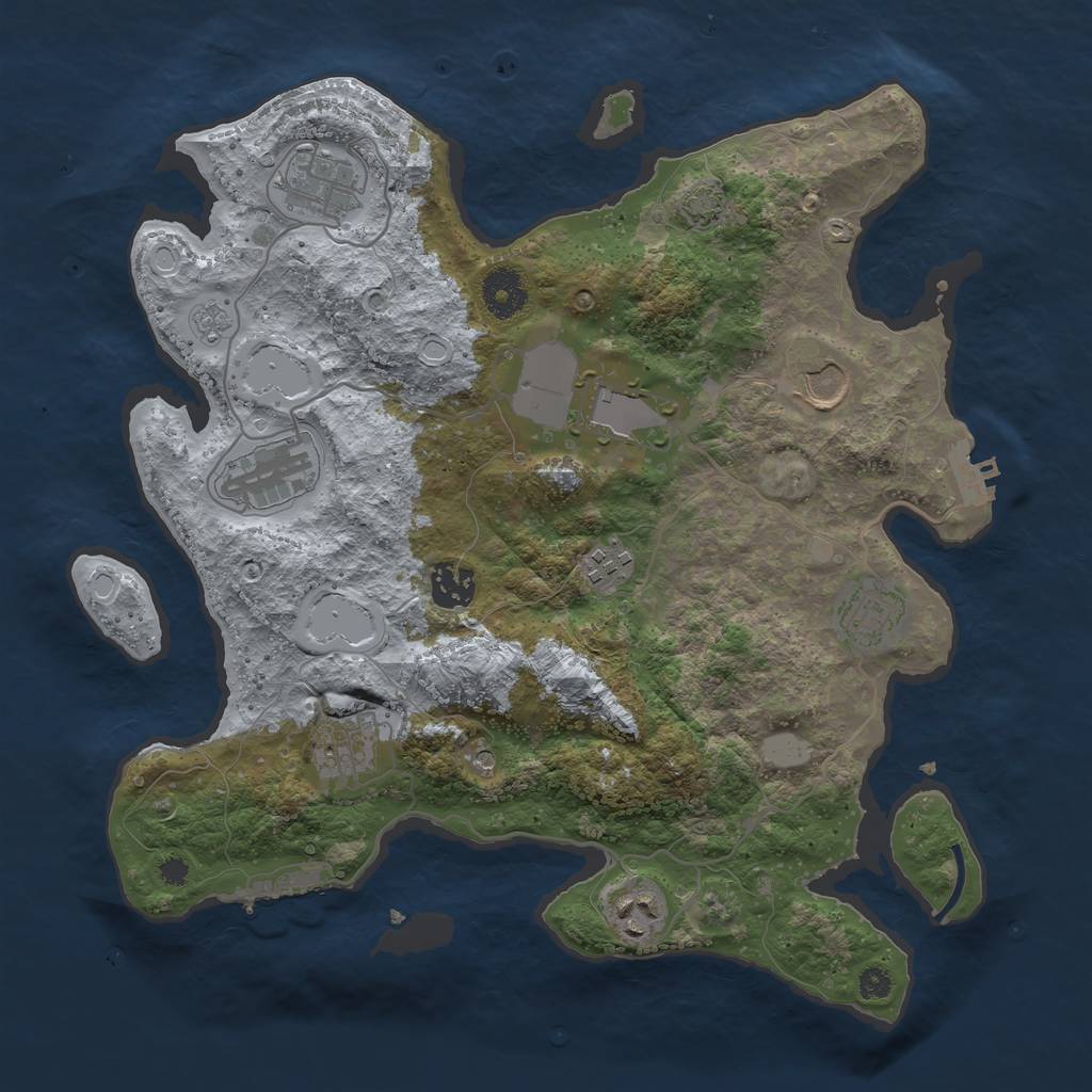 Rust Map: Procedural Map, Size: 3500, Seed: 940174434, 17 Monuments