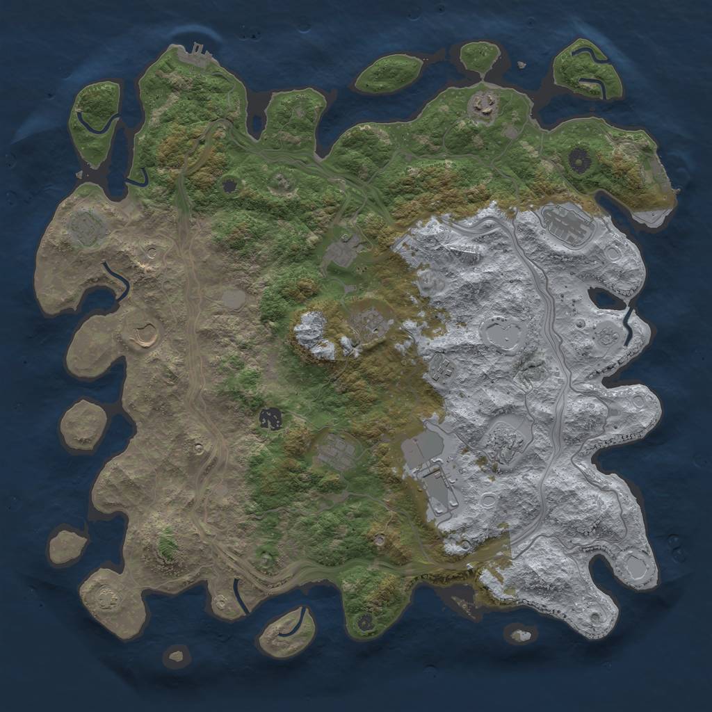 Rust Map: Procedural Map, Size: 4500, Seed: 1380946377, 18 Monuments