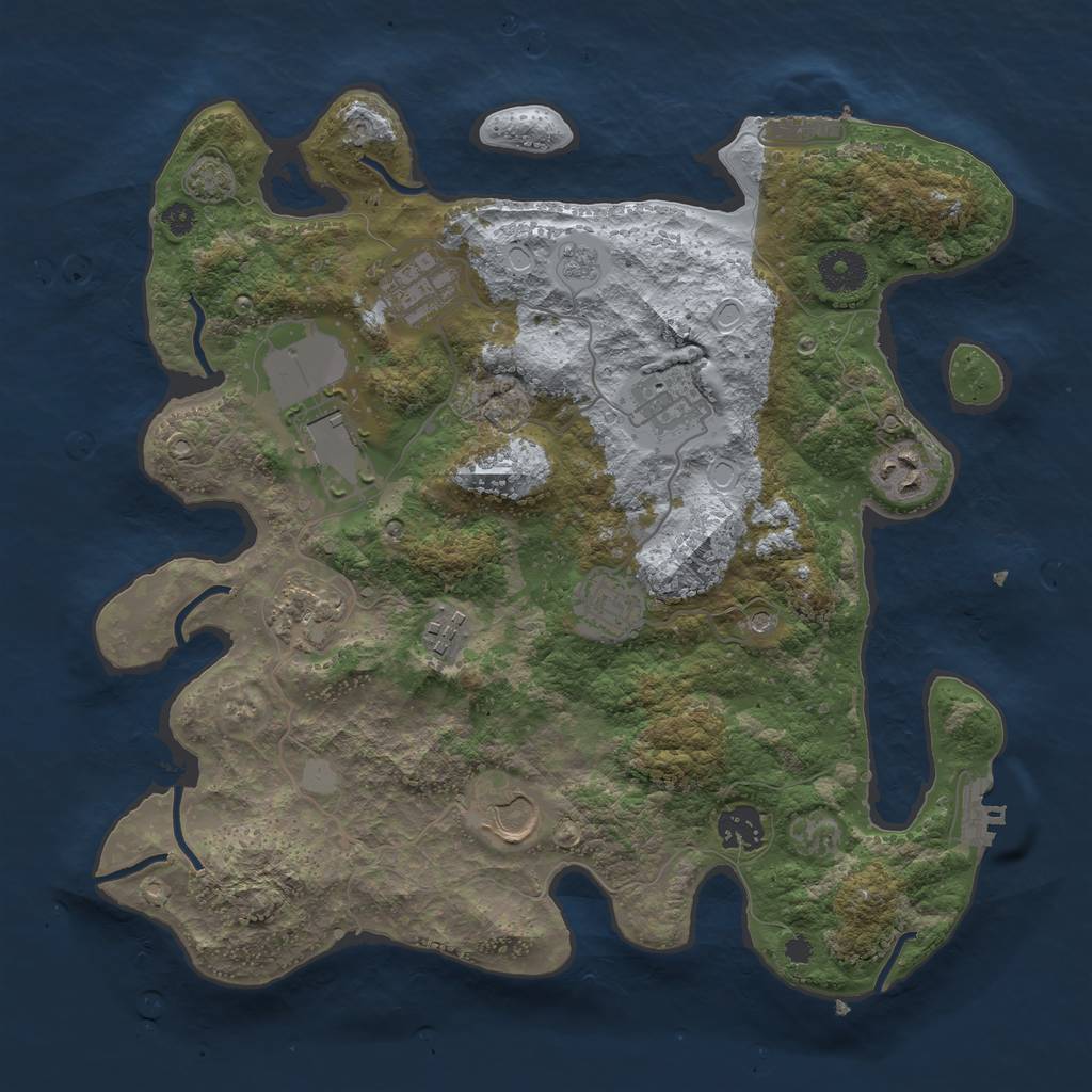 Rust Map: Procedural Map, Size: 3500, Seed: 205044592, 16 Monuments