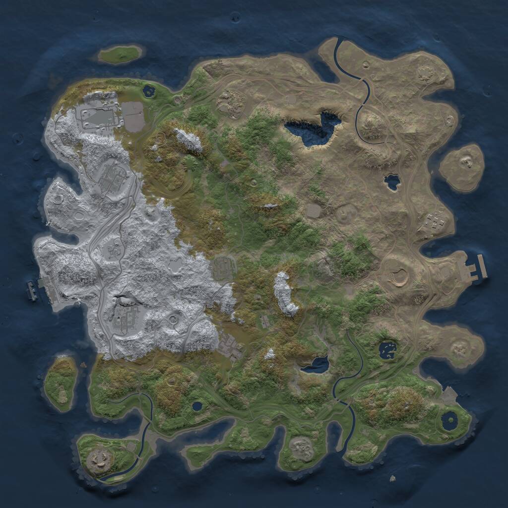 Rust Map: Procedural Map, Size: 4250, Seed: 854204399, 16 Monuments