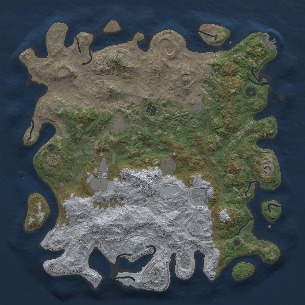Rust Map: Procedural Map, Size: 4500, Seed: 102866123, 16 Monuments