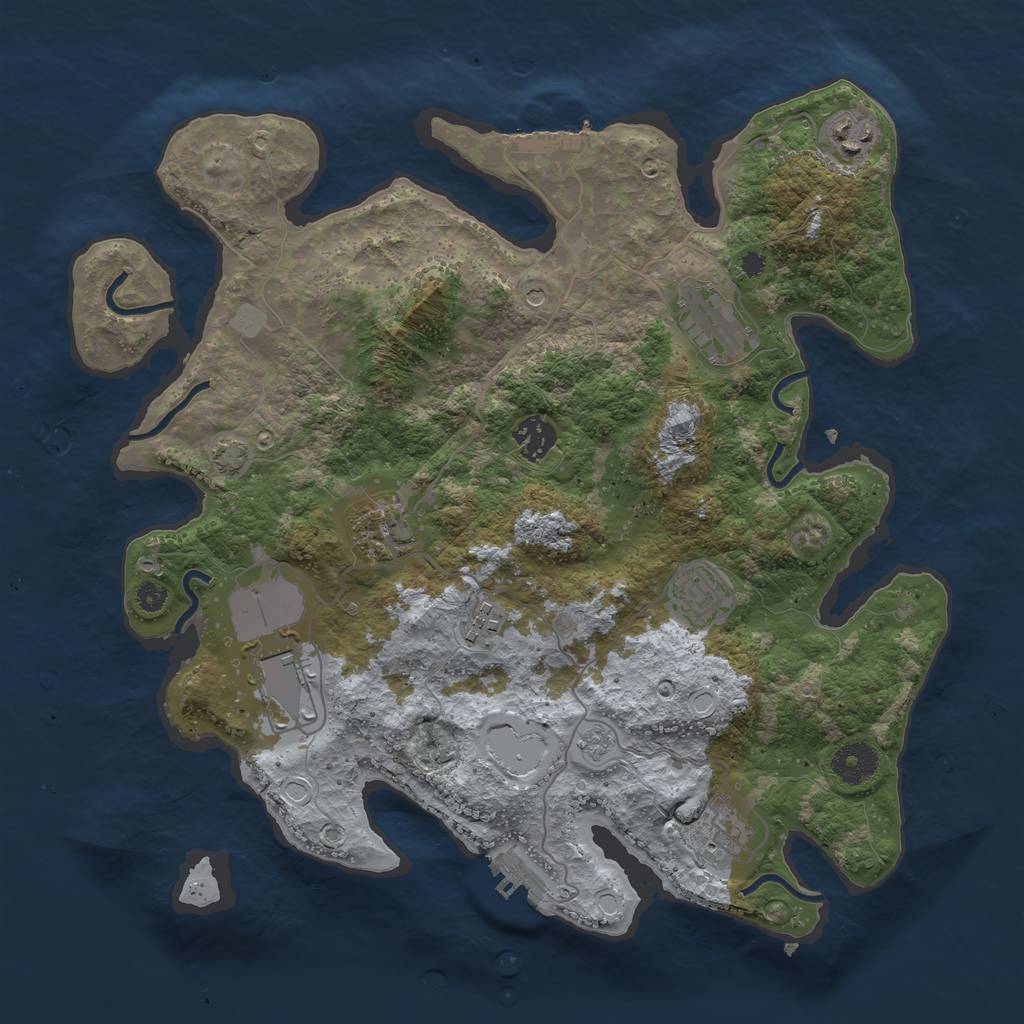 Rust Map: Procedural Map, Size: 3600, Seed: 670107994, 15 Monuments