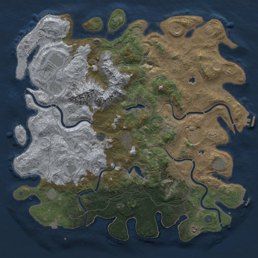 Rust Map: Procedural Map, Size: 5000, Seed: 3888890, 19 Monuments