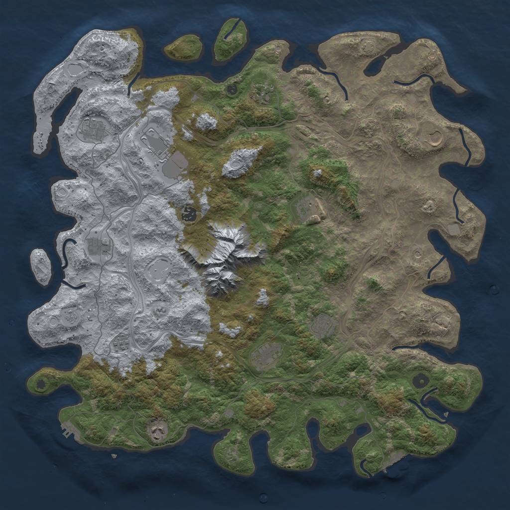 Rust Map: Procedural Map, Size: 5000, Seed: 3888890, 18 Monuments