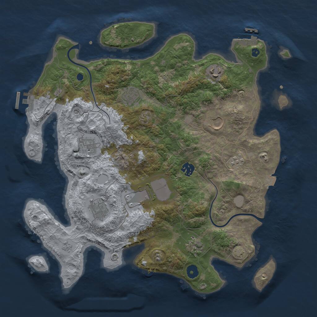 Rust Map: Procedural Map, Size: 3750, Seed: 658004533, 15 Monuments