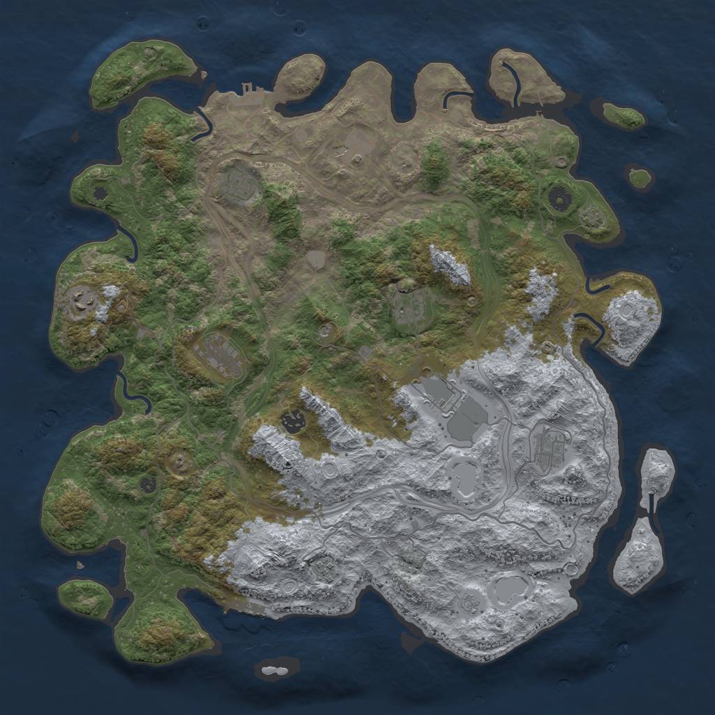 Rust Map: Procedural Map, Size: 4500, Seed: 2505, 16 Monuments