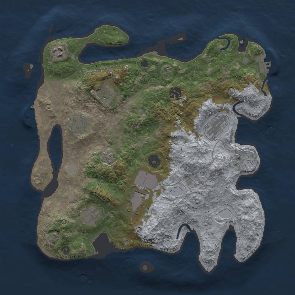 Rust Map: Procedural Map, Size: 3500, Seed: 63896521, 15 Monuments