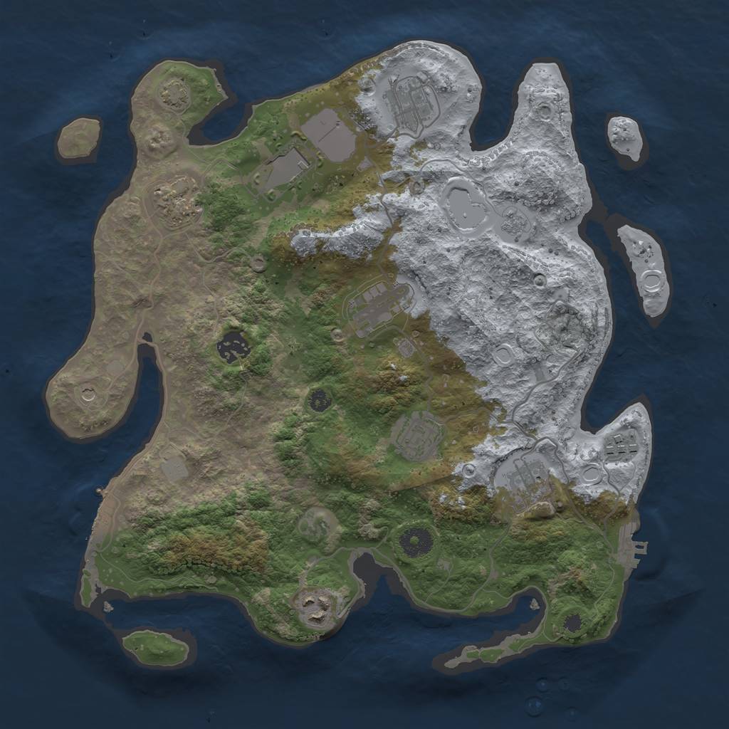 Rust Map: Procedural Map, Size: 3500, Seed: 1142745444, 16 Monuments